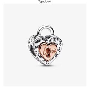 Pandora Two-tone Padlock Splittable Heart Charm